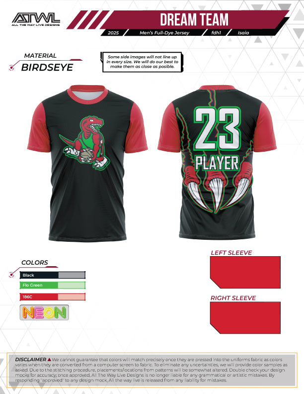 Dream Team Mens Cut Full dye Jersey (Raptor Alt)