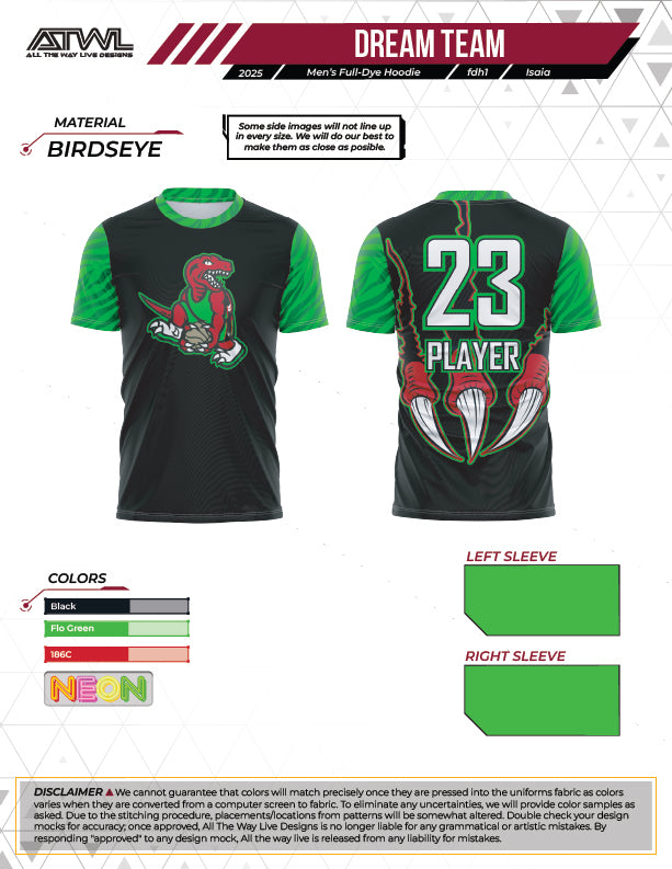 Dream Team Mens Cut Full dye Jersey (Raptor)