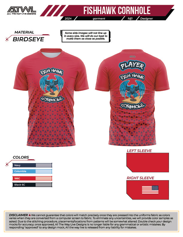 Fishhawk Cornhole Red Full dye Jersey
