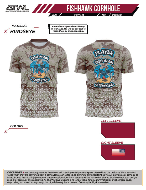 Fishhawk Cornhole Desert Camo Full dye Jersey