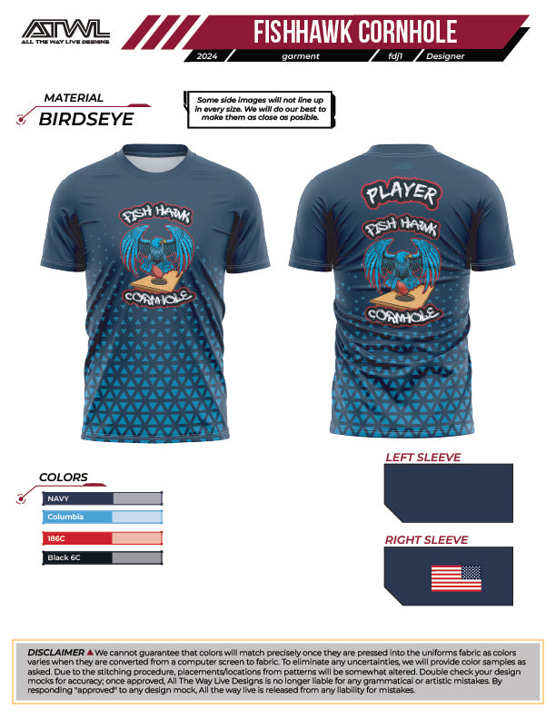 Fishhawk Cornhole Navy Full dye Jersey