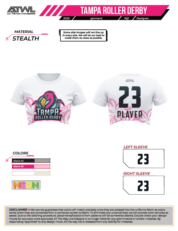 Tampa Bay Roller Derby Women's Crew Cut Crop Top Jersey