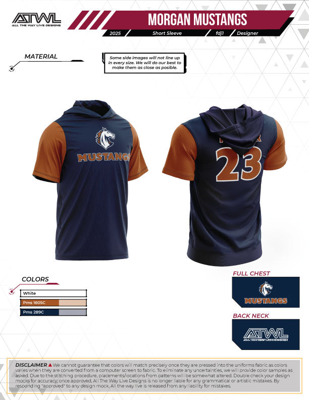 Morgan Mustangs Navy Lightweight Short Sleeve Full Dye with Hood (Copy)