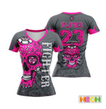 Load image into Gallery viewer, Sugar Skull Breast Cancer Awareness Women's full dye jersey