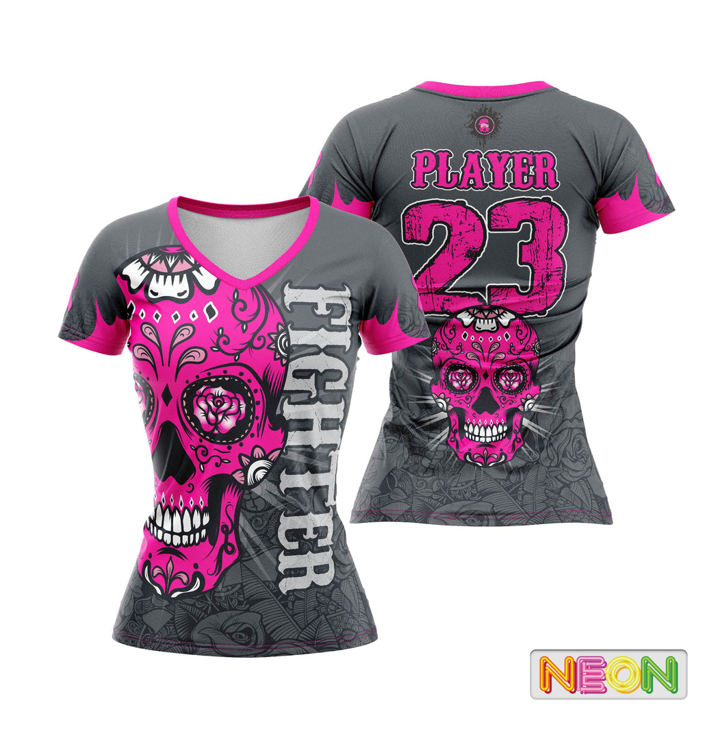 Sugar Skull Breast Cancer Awareness Women's full dye jersey