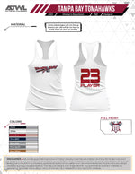 Load image into Gallery viewer, Tampa Tomahawks  White Womens Racerback sub dye jersey
