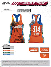 Team Florida Roller Derby Full Dye Women's Cut Racerback Jersey
