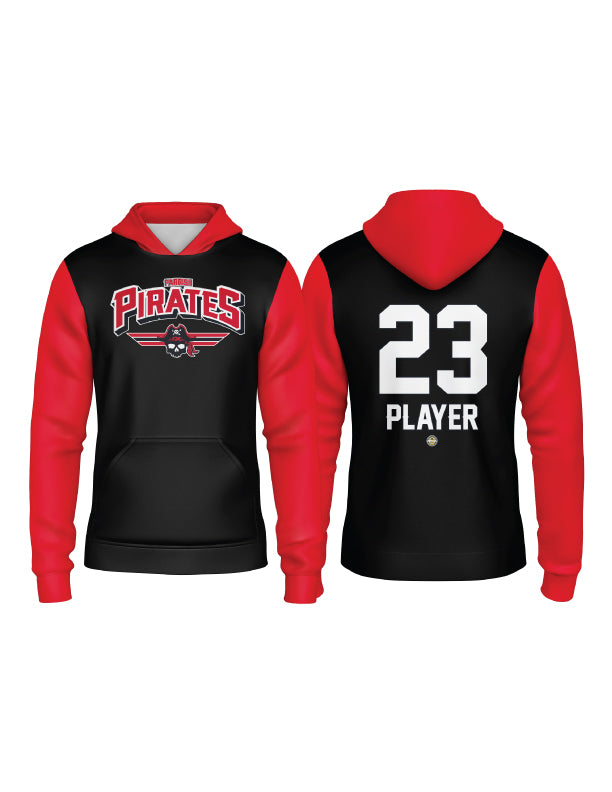 Parrish Pirates Black and Red Full Dye Hoodie