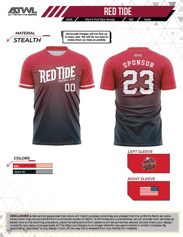 Red Tide Mens Cut Full dye Jersey