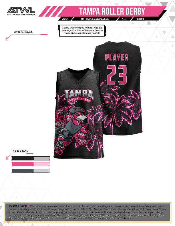 Tampa Bay Jr Roller Derby  Mens cut Sleeveless Jersey