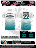 Load image into Gallery viewer, Sunshine City Roller Derby Mens Cut Full dye Jersey