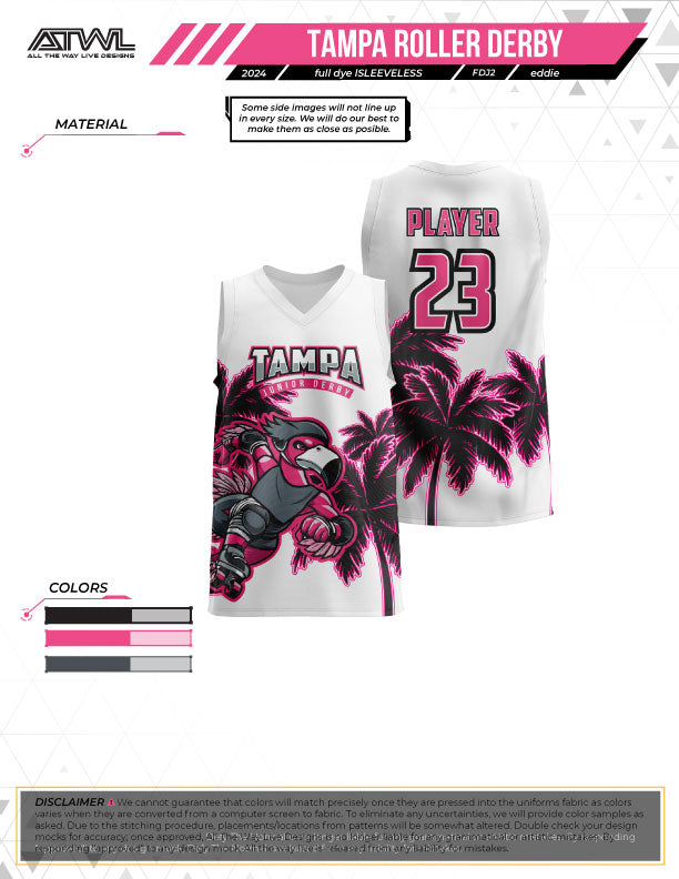 Tampa Bay Jr Roller Derby  Mens cut Sleeveless Jersey
