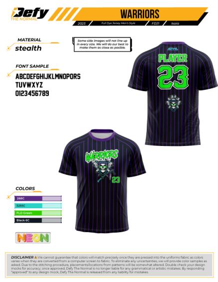 Warriors Black Pinstripe Men's Full Dye Jersey