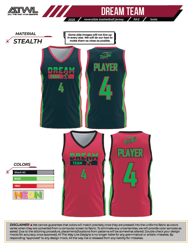 Dream Team High School Basketball Jersey
