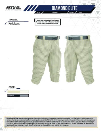 Diamond Elite Cream Pinstripes Full Dye Knicker Pant