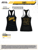 Load image into Gallery viewer, Canes Baseball Black Full Dye Women's Racerback Jersey