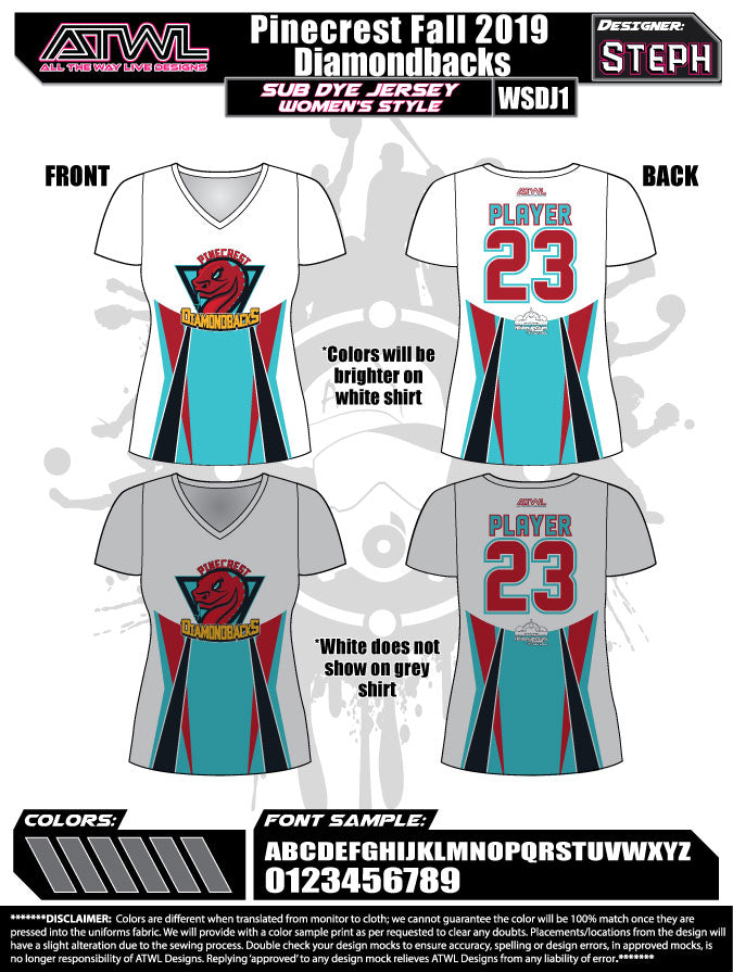 Pinecrest Fall League Women's Sub Dye Jersey