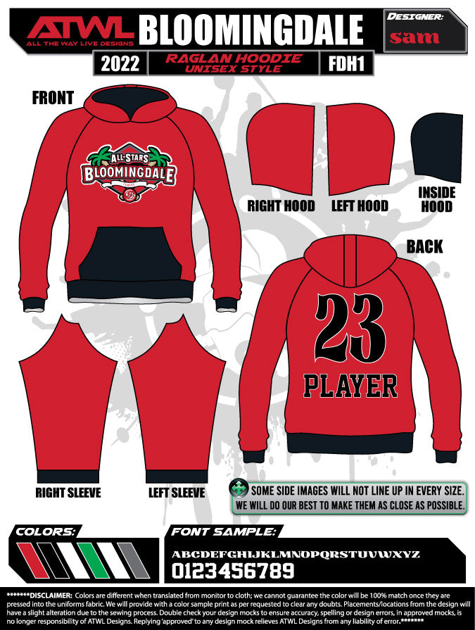 2022  Bloomingdale All Stars Full Dye Hoody