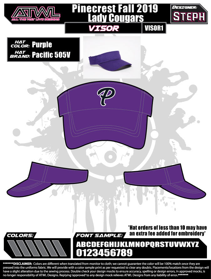 Pinecrest Fall League Visors