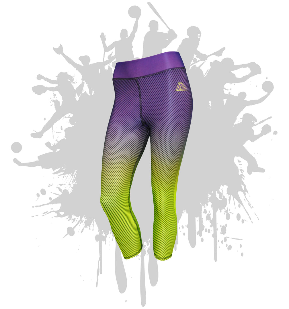 Linear Womens Full Length and Capri Leggings (9 Colors)