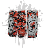 Load image into Gallery viewer, Splatter Splash Digital Camo Mens Full Dye Shorts Orange/Black/White