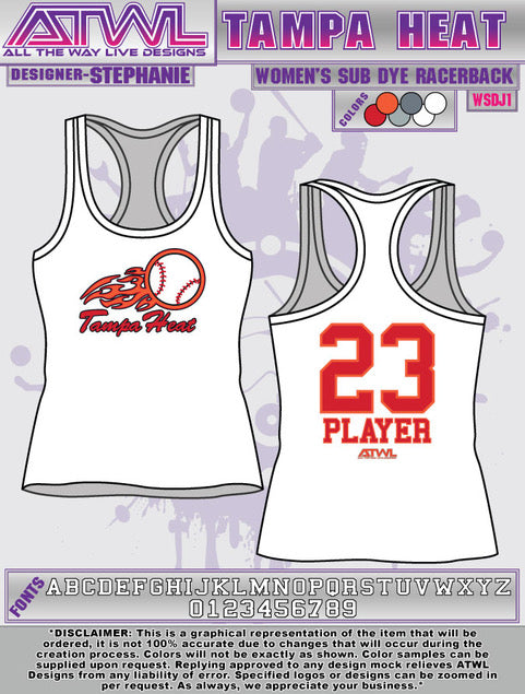 Tampa Heat Womens Sub dye Jersey