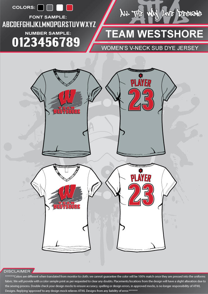 Team Westshore Parent Women Sub dyes