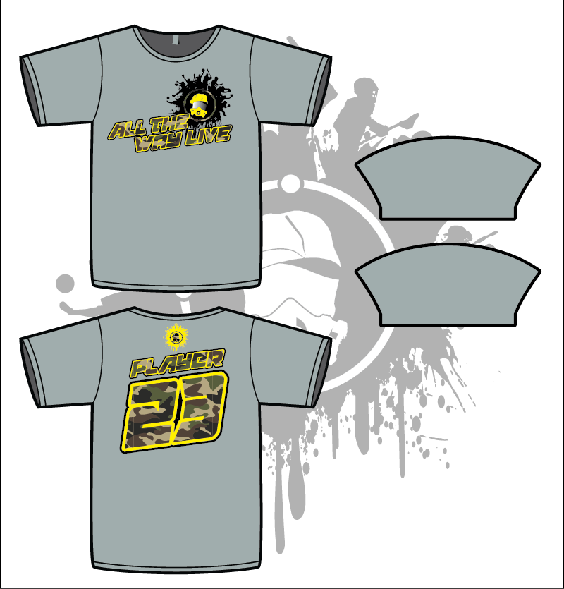 ALL THE WAY LIVE SPLASH MASK CAMO/NEON YELLOW on MEN'S GREY SUB DYE JERSEY