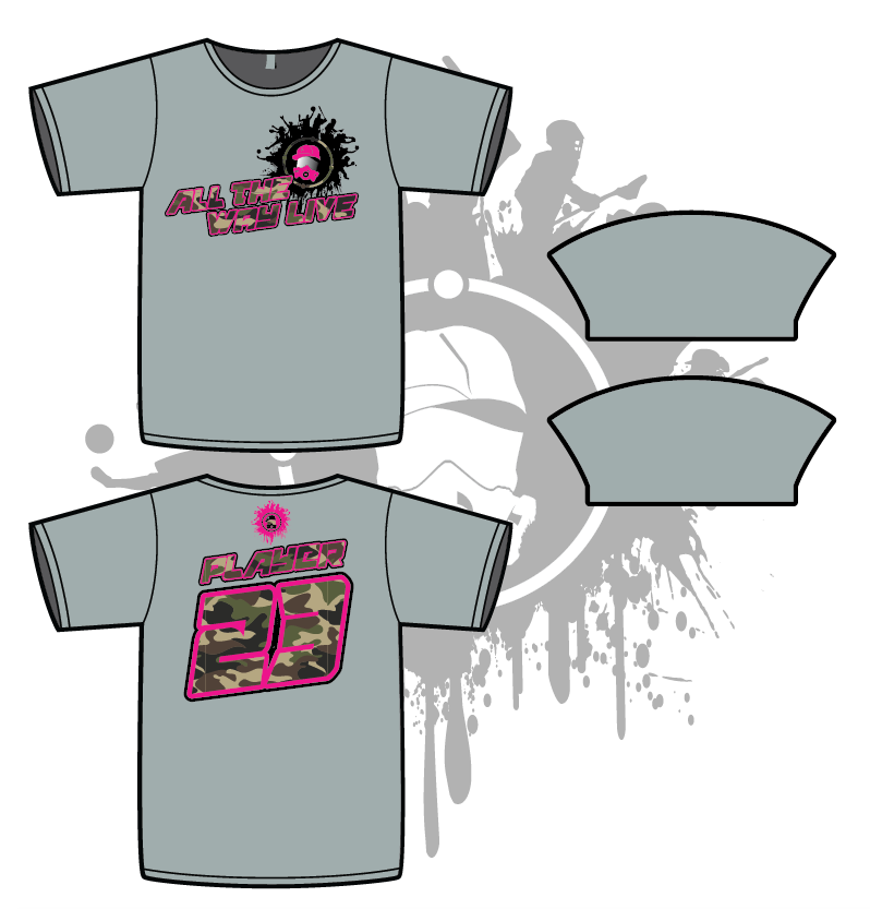 ALL THE WAY LIVE SPLASH MASK CAMO/NEON PINK on MEN'S GREY SUB DYE JERSEY