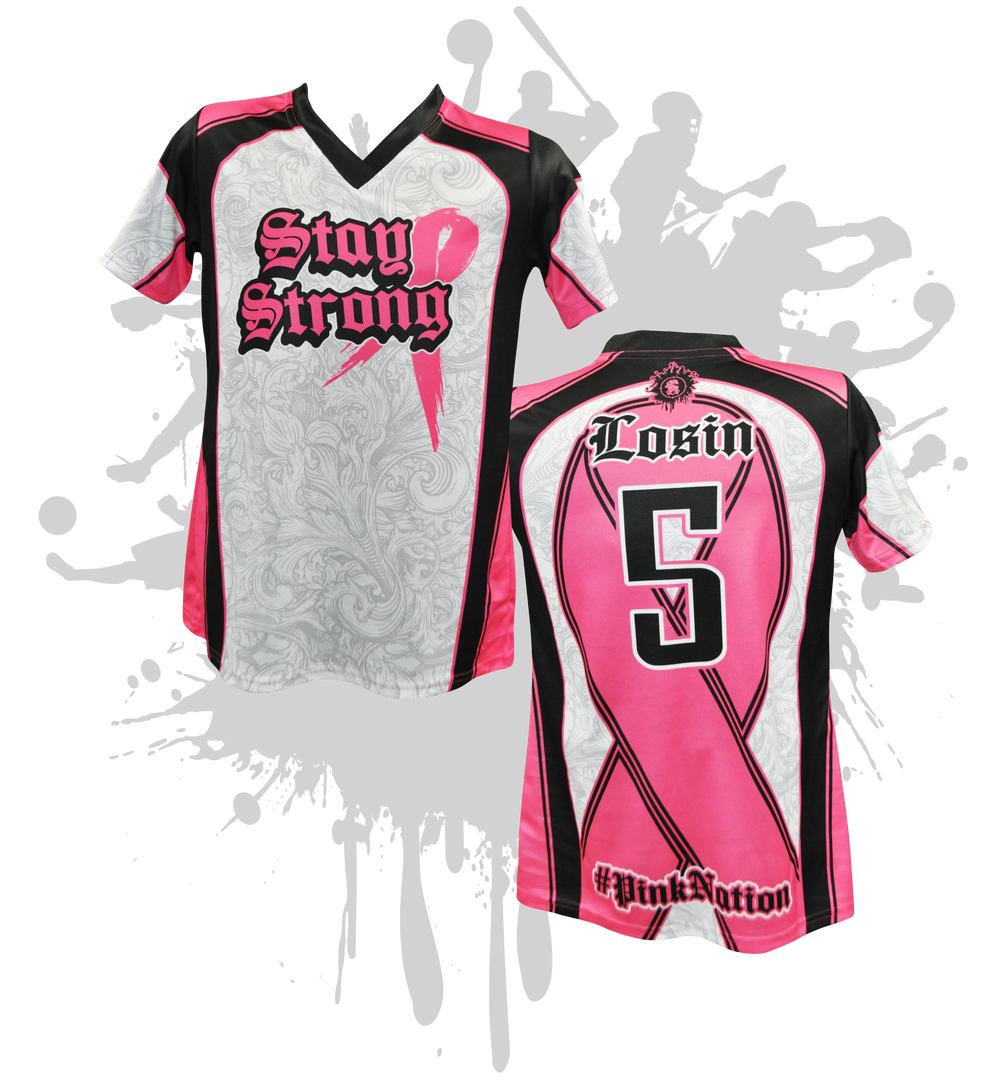 Stay Strong Womens Full Dye Jersey Cancer Awareness