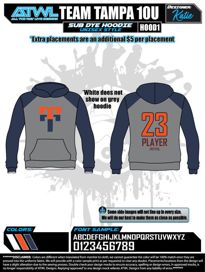 Team Tampa Sub Dye Hoodies