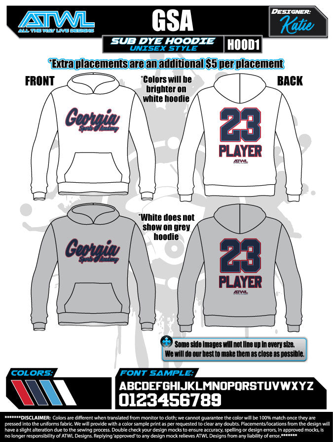Georgia Sports Academy Sub Dye Hoody