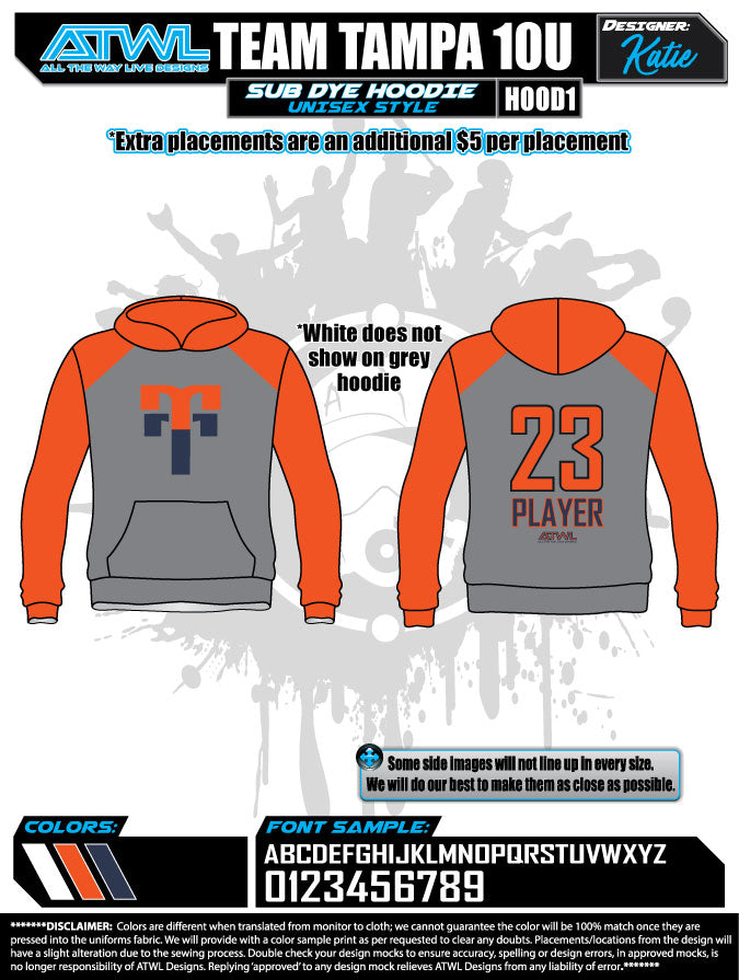 Team Tampa Sub Dye Hoodies