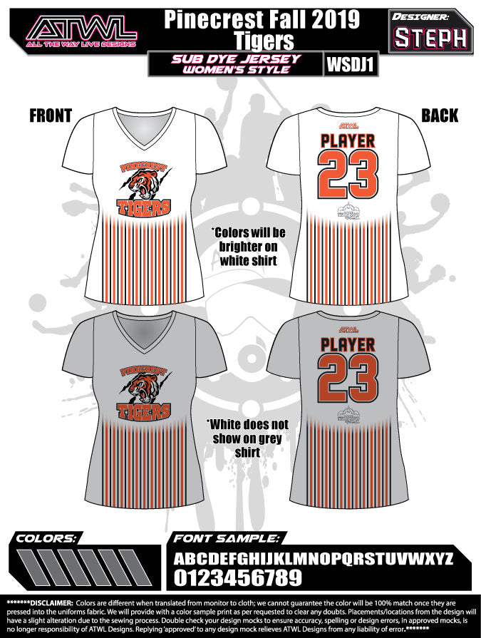 Pinecrest Fall League Women's Sub Dye Jersey
