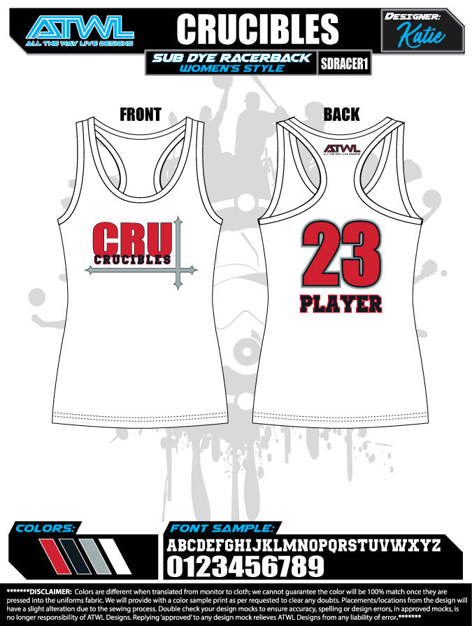 Crucibles Sub Dye Womens Racerback