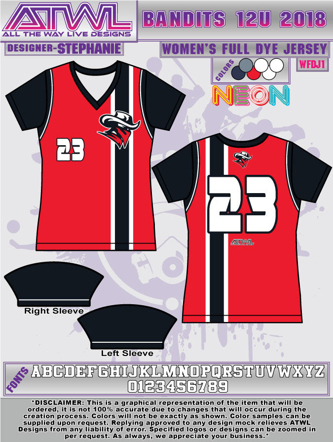 Bandits 12U Women's Full Dye Jersey
