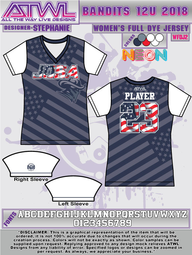 Bandits 12U Women's Full Dye Jersey