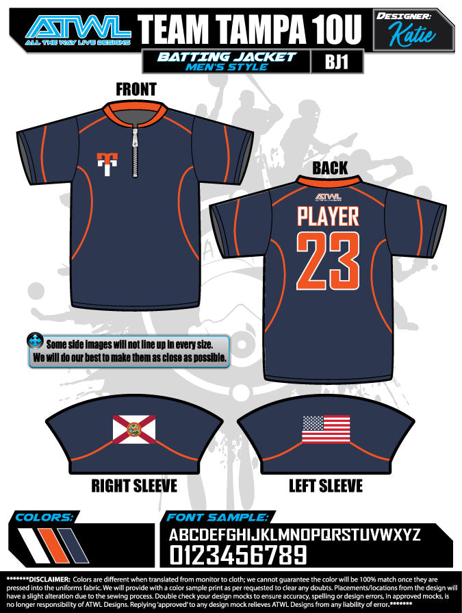 Team Tampa Full dye batting jacket