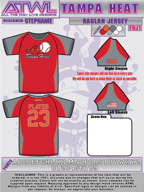 Tampa Heat Full Dye Raglan Jersey