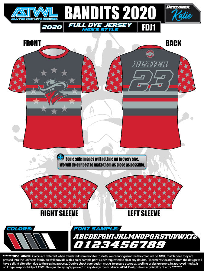 Bandits 9U 2020 Full Dye Jerseys