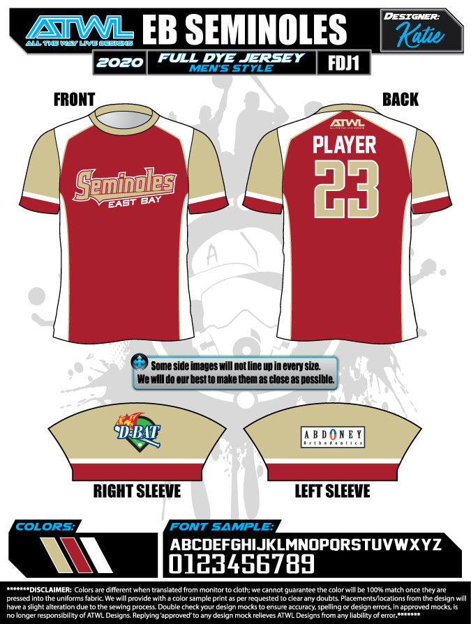 East Bay Spring 2020 Baseball Jerseys