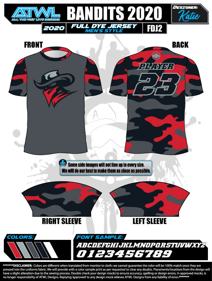 Bandits 9U 2020 Full Dye Jerseys