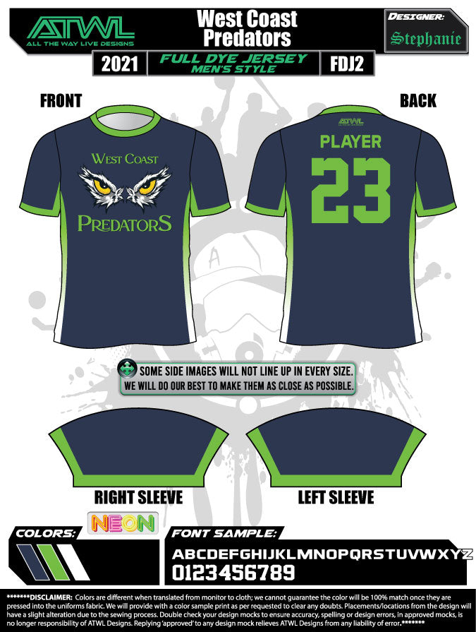 WC Predators navy Men's Full Dye Jersey