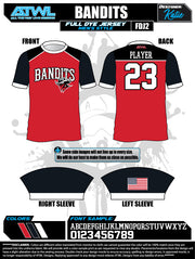 Bandits 8U Full Dye Jerseys