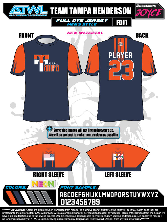 Team Tampa Navy Coaches Men's Full Dye Jersey