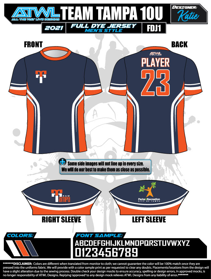 Team Tampa Navy Men's Full Dye Jersey