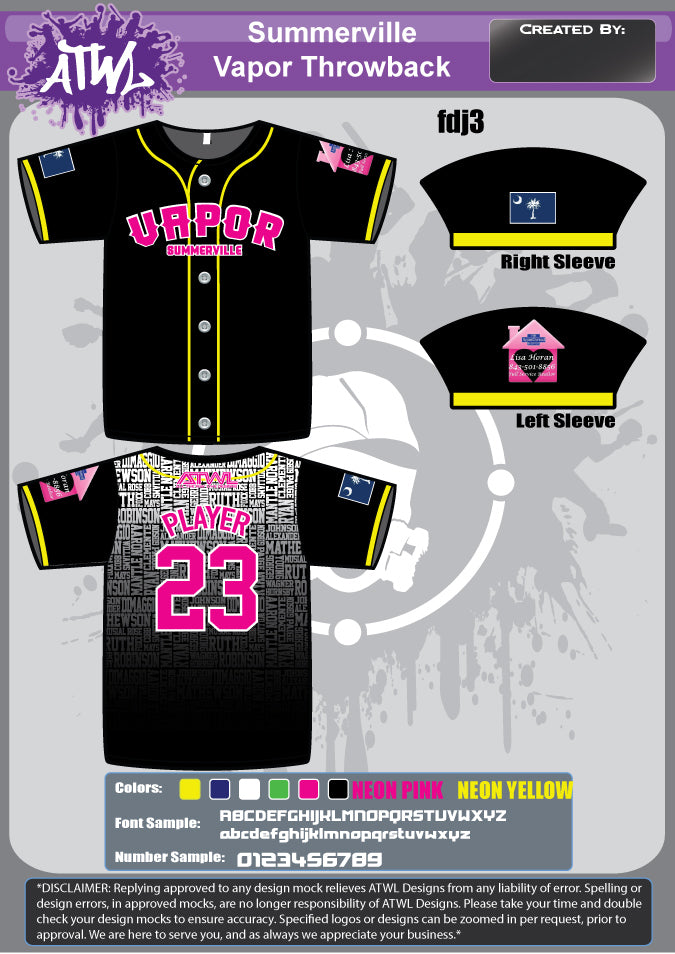 SUMMERVILLE VAPOR FULL-DYE THROWBACK JERSEYS
