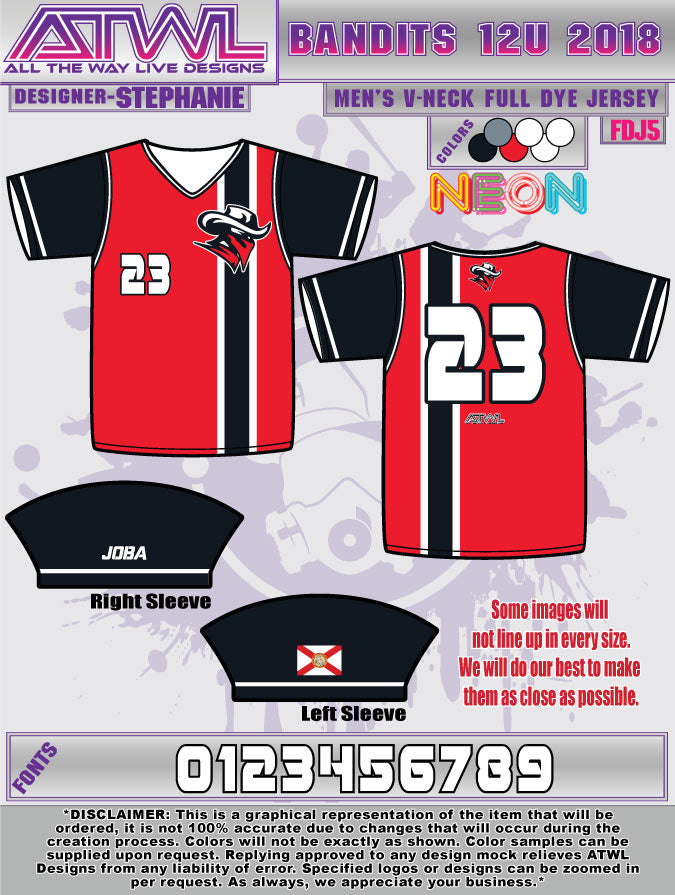 Bandits 12U Full Dye Jersey (Fall 2018)