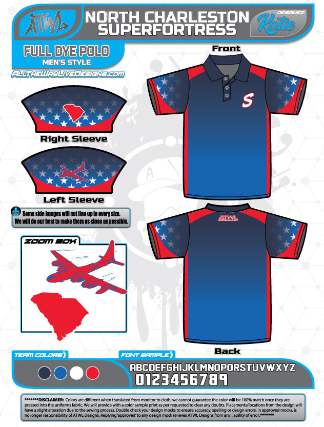 North Charleston Superfortress Full Dye Polos