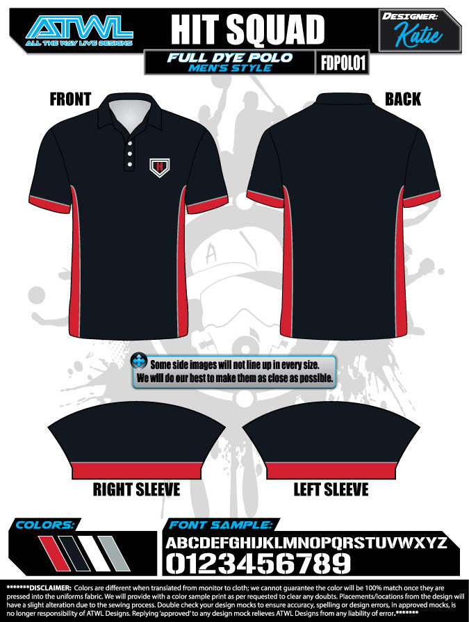 Hit Squad Black Full Dye Polo